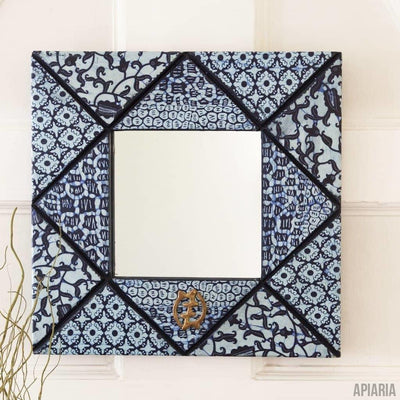 Square Painted Wax Cloth Mirror-Mirror-Apiaria