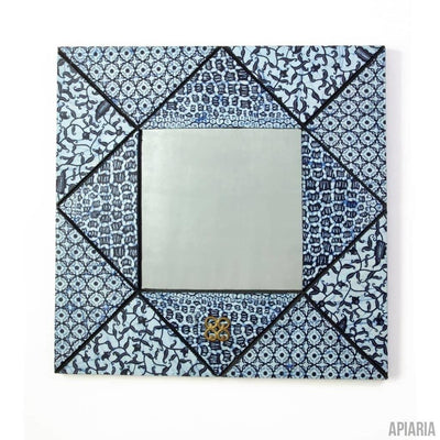 Square Painted Wax Cloth Mirror-Mirror-Apiaria