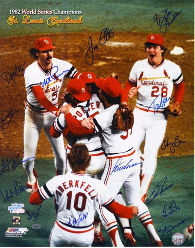 St. Louis Cardinals 1982 World Series Champions Autgraphed by 15-Framed Item-Apiaria