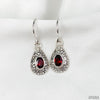 Sterling Silver Earrings with Faceted Garnet Gemstones-Jewelry-Apiaria