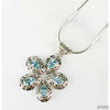 Sterling Silver Flower-shaped Blue Topaz Pendant Necklace-Jewelry-Apiaria