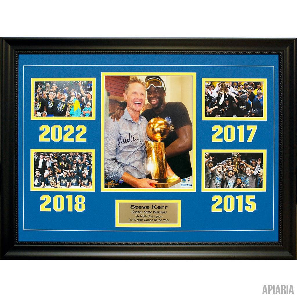 Steve Kerr Autographed 4X NBA Champions Photo Collage-Framed Item-Apiaria