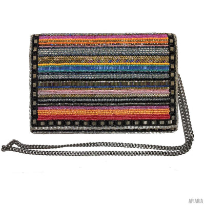 Technicolor Clutch by Mary Frances, Hand beaded and embroidered-Handbag-Apiaria
