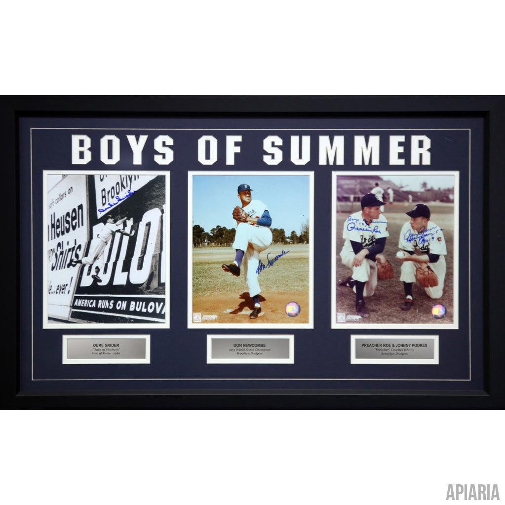 "The Boys of Summer": autographed by Duke Snider, Don Newcombe, Johnny Podres & Preacher Roe (all deceased)-Framed Item-Apiaria