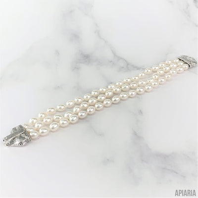 Three Strand Pearl Bracelet-Jewelry-Apiaria