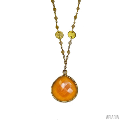 Yellow Citrine Pendant with Matching Earrings-Jewelry-Apiaria