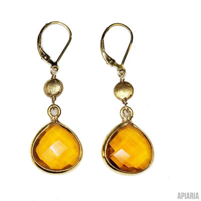 Yellow Citrine Pendant with Matching Earrings-Jewelry-Apiaria