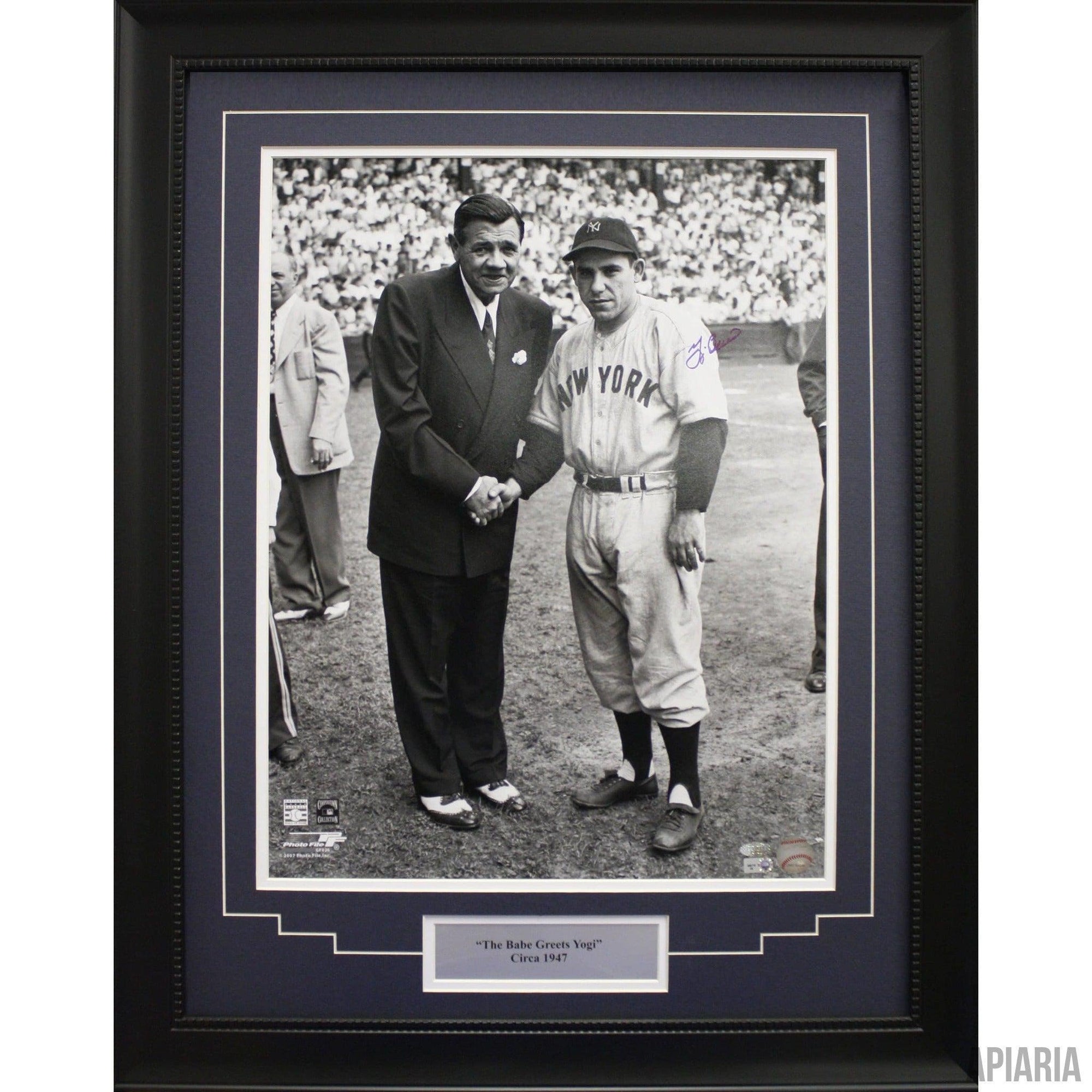 Yogi Berra Autographed Photo, With Babe Ruth-Framed Item-Apiaria
